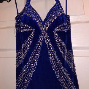 Dark Blue Velvet Prom/Pageant Dress!